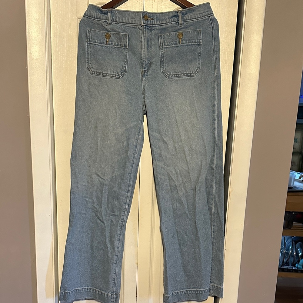Ann Taylor Loft Palmer Wide Leg Crop Jeans in Light Vintage Indigo Wash 29/8 - Picture 2 of 7
